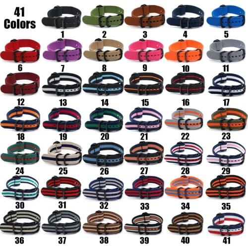 Heavy Duty Nylon Straps 18MM 20MM 22MM 24MM Sport Fashion Watch Band for NATO Zulu Wristband Black Ring Buckle 30 Color Options
