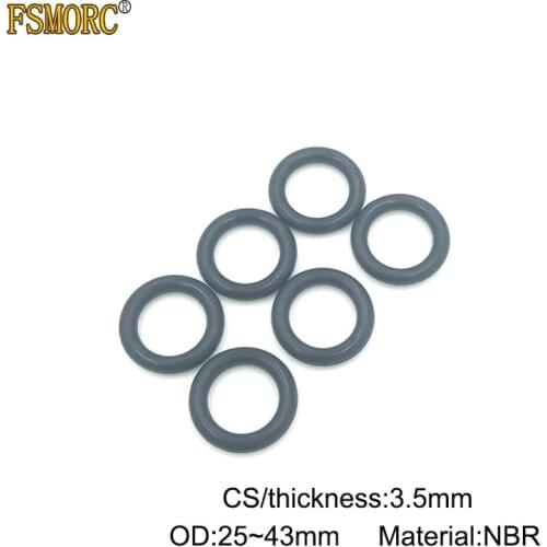 100pcs OD 25 26 27 28 29 30 31 32 33 34 35 36 37 38 39 40 41 42 43mm*3.5mm Thickness CS NBR o ring seal Rubber Gasket Mechanical