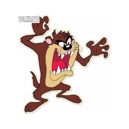 Volkrays Personality Car Sticker Tasmanian Devil Accessories Reflective Waterproof Cover Scratch Sunscreen Vinyl Decal,20cm*16cm