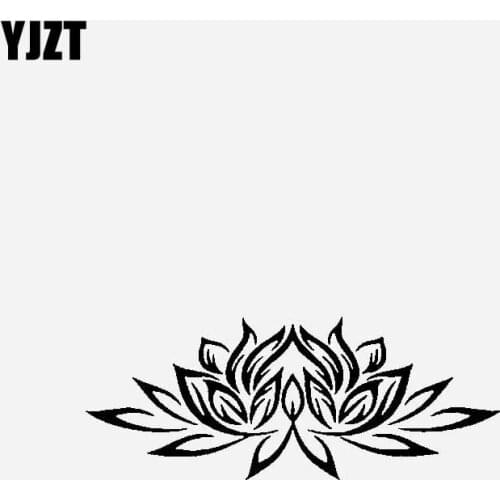 YJZT 16CM*6.3CM Creative Design Car Sticker Vinyl Decal Blooming Lotus Black/Silver C23-0416