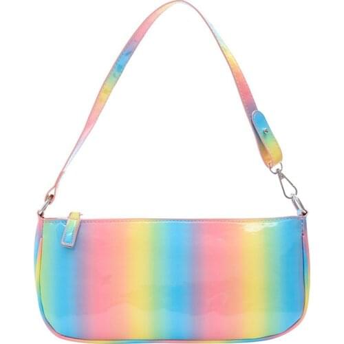 Rainbow women Shoulder Bags Stylish Vegan Leather multicolor Small Handbag fashion Designer Women Bags Lady Purse Bag Totes