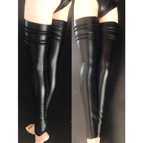 1/6th Black PU Leather Stockings Model For 12" Female Body Doll