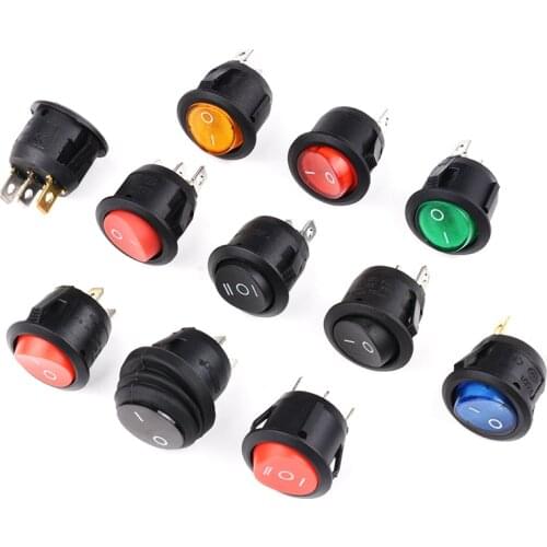 1PCS/5PCS KCD1 20MM Round Rocker Switch 3Pin ON-OFF 2/3 Position 6A/250VAC 10A/125VAC SPST LED Car Push Button Switch With Light