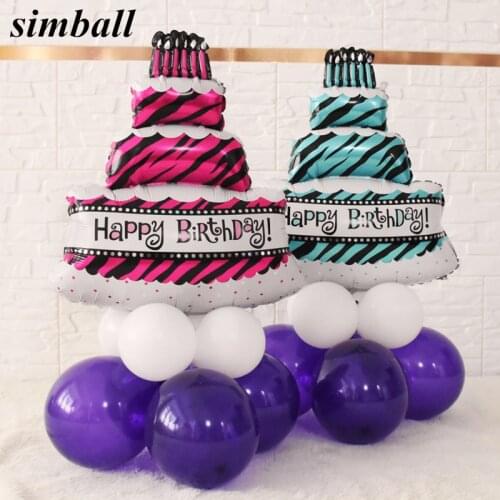 12pcs Birthday Cake Foil Balloons Baby Shower Kids Girls Birthday Party Background Wall Decorations Supplies Photo Props Globos