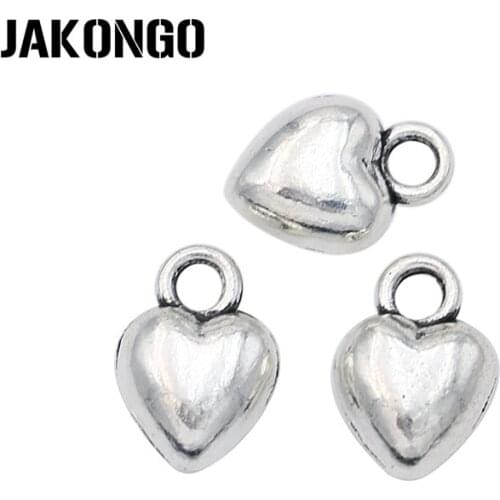 20pcs Antique Silver Plated Heart Charms Beads Pendants for Jewelry Making DIY Handmade 10x7mm D518