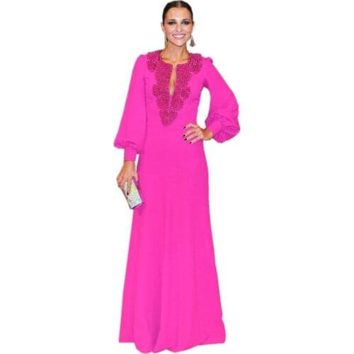2016 Elegant Fancy Abaya Muslim Celebrity Evening Dress Dubai Moroccan Islamic Beading Long Sleeve Arabic Gown Formal Dress