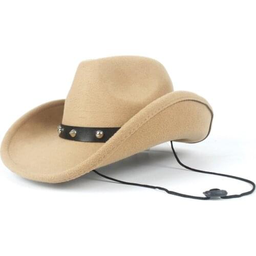 2019 Wind Rope Women Men Wool Hollow Western Cowboy Hat Roll-up Brim Gentleman Outblack Sombrero Hombre Fedora Jazz Cap