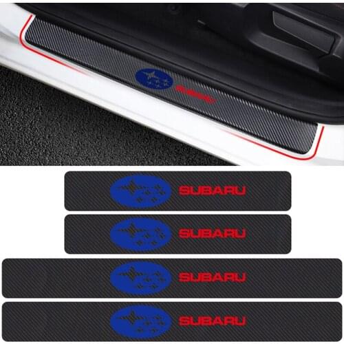 4pcs Car Door Threshold Carbon Fiber Sticker for Subaru Forest outback Human Lion XV Impreza WRX WRC STI BRZ Protector Decals