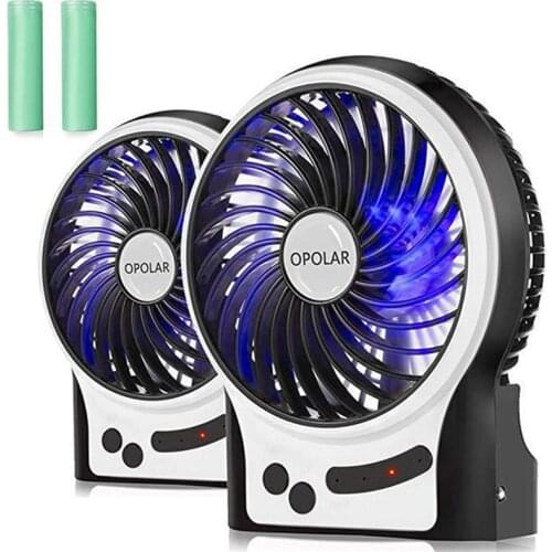 4" USB Rechargeable Portable Mini Fan With LED Light Desktop Fan Mini Cooler For Home Bedroom