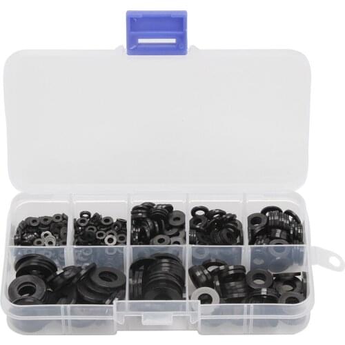500Pcs Assorted Black Plastic Nylon Washer M2 M2.5 M3 M4 M5 M6 M8 Flat Spacer Washer Seals Gasket Kit