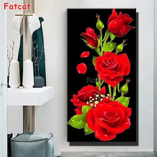 Large Full Square Round DIY 5D Diamond Painting Cross Stitch Kits Red Rose Diamonds Embroidery Crystal home Decor Flower PP2245