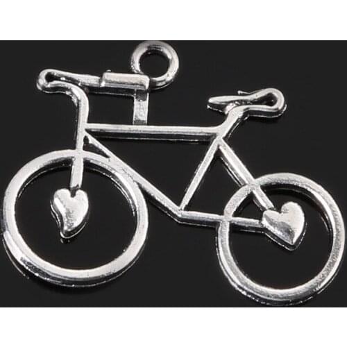 Free Shipping 50pcs Fashion 24*31MM Antique Silver Alloy Bicycle Charms Pendant Handmade DIY Jewelry Accessories