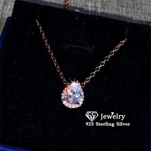 CC Necklaces Pendants Women S925 Silver Water Drop Cubic Zirconia Necklace Wedding Bridal Fine Jewelry Pendant Bijoux CCN229