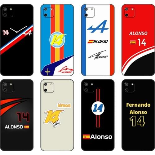 Black tpu Case For OPPO Realme C11 C20 C21 Case Back Cover Bumper Fernando Alonso 14 Renault F1 Racing