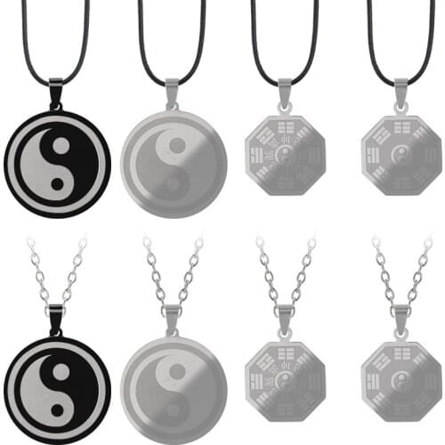 DIY Yin Yang Tai Chi Gossip Necklace For Men Women Stainless Steel Pendant Fashion Charm Necklaces Jewelry Gifts Dropshipping