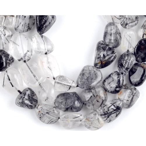 Natural Irregular Black Rutilated Quartz Stone Beads Freeform Loose Gemstones Beads For Jewelry Making Diy Bracelet Charm 8-10mm