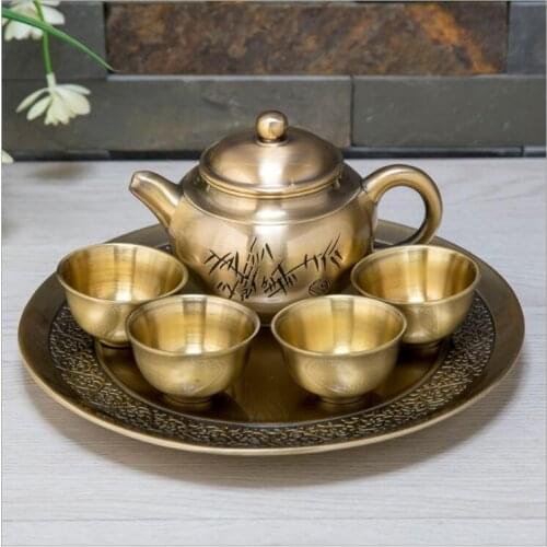 European 6 pcs/set decorative metal wine set whiskey decanter kitchen accessories tea for one set cup tea set JJ081