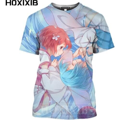 HOXIXIB 3D Print Anime Girl Tshirt Men Short Sleeve Re Zero T Shirt Women Hentai Bikini Beauty Beatrice O Neck Fashion Pullover