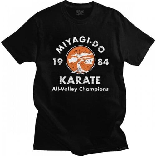 Retro Miyagi-Do Karate T Shirt Men Cobra Kai T-shirt 100% Cotton The Karate Kid Tee Tops O-neck Short-Sleeve Summer Tshirt Gift