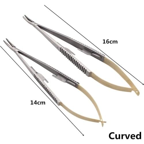 1 Pcs Curved Surgical Dental Orthodontic Implant Castroviejo Needle Holders 14cm 16cm Dental Lab Instrument Dentist Tools