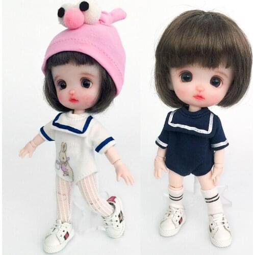 Ob11 baby clothes Bodysuit hat set Fit for obitsu11 gsc molly printed jumpsuit climbing suit 1/12bjd doll clothes accessories