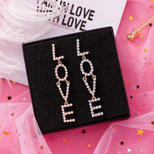 Korean Temperament Rhinestone Letter Long Earrings Womens Fashion Star Same Style Earrings Simple Earrings 2021 Trend Jewelry
