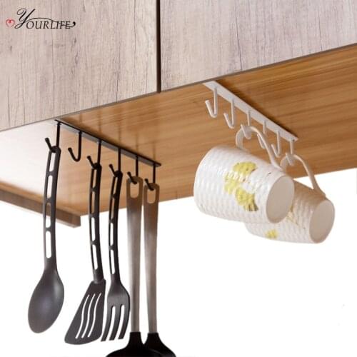 OYOURLIFE 1pc Creative Kitchen Cupboard Hanging Hook Cup Organizer Holder Shelf Dish Hanger Storage Rack Kitchen Organizer