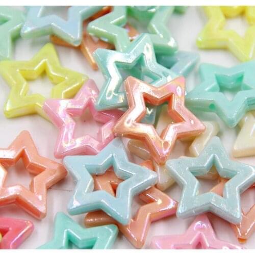 Fashion 28mm acrylic five star ab color loose diy beads small hole mix color beads 50 pieces nb229