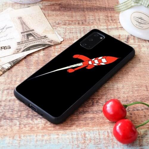For Samsung Galaxy Tintin Destination Moon Rocket Soft TPU border Samsung Galaxy Case