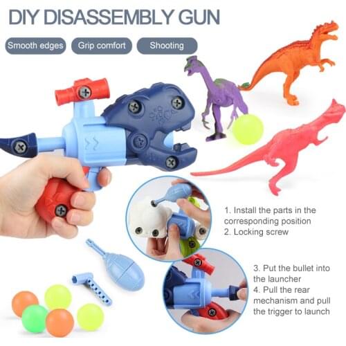 Early Learning Education Toys DIY Screw Nut Group Installed 3D Puzzle Games Disassembly Dinosaur Gun Model Toys for Children