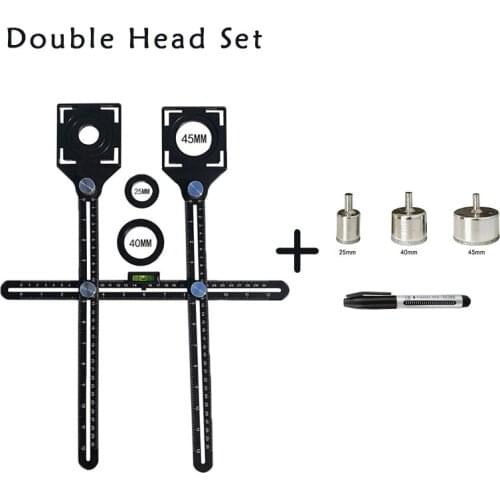 Double head Set Construction Angle Measuring Ruler Aluminum Alloy Perforated Mold Template Tool Locator Drill Guide Tile Hole
