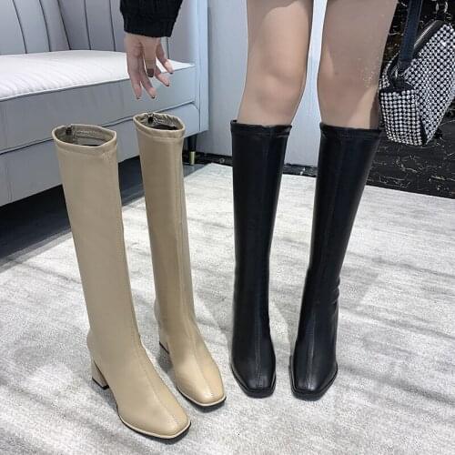 2020 autumn and winter new elastic high boots women thick heel knight boots are thin high boots high heel boots