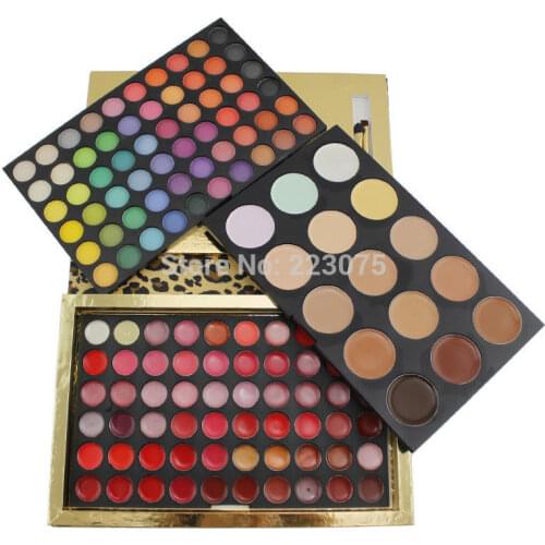 159 Color Makeup Palette(84 Eyeshadow+60 Lip Gloss+5 Blush+5 foundation +5 Eyebrow Powder) as Xmas gift