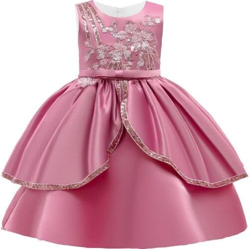 PLBBFZ Pageant Evening Dress Kids Wedding Dresses For Children Costume Sequins Party Dress Girl Infant Vestido Sleeveless Satin