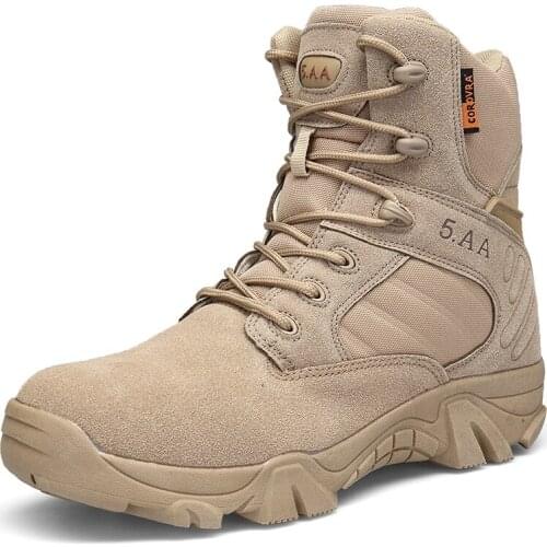 Desert Tactical Military Boots Mens Working Safty Shoes Army Combat Boots Militares Tacticos Zapatos Men Shoes Boots Plus Size