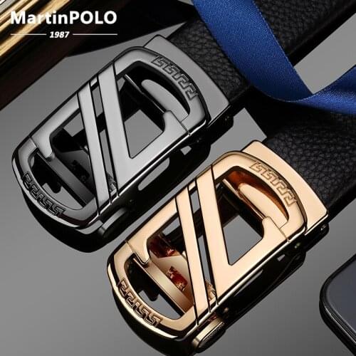 MARTINPOLO Mens Belts Luxury Designer Strap High Quality Leather Automatic Buckle High Quality Genuine Leather Belt MP4401P
