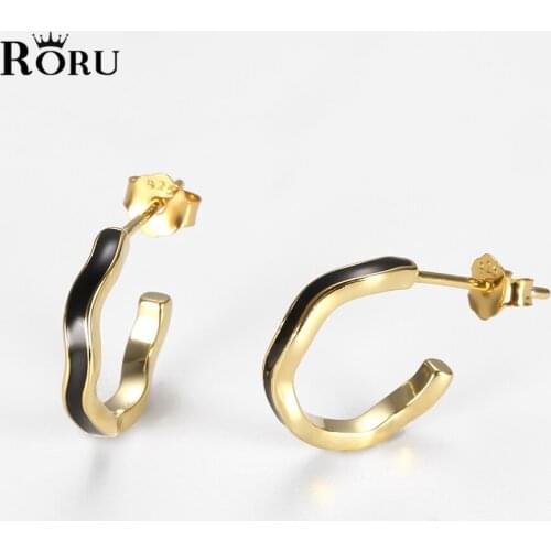 100% Pure 925 Silver Circle Round Wave Shape Earrings Small Hoop for Women Girls Piercing Jewelry 2021 Trend Punk Style