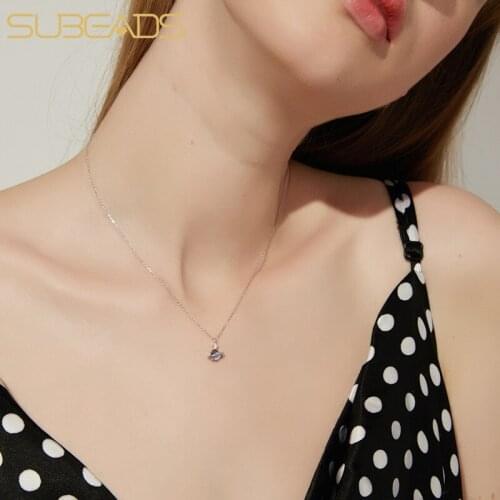 Subeads Transparent Crystal Planet Pendant Necklace for Women Fashion Wedding Necklace Choker Jewelry Gift Accessories