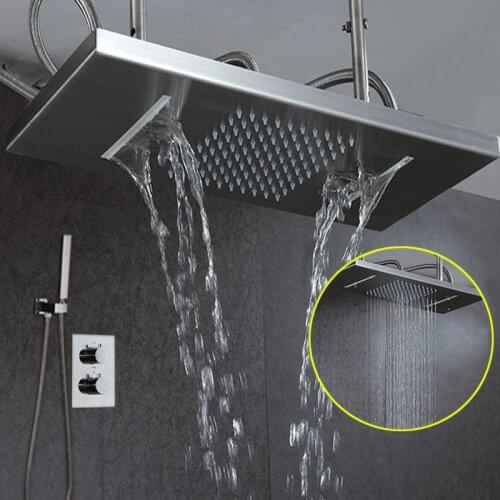 Thermostatic Faucet Shower Set Rainfall Waterfall Wall Mounted Shower Head 304SUS Polished Finished Brass Shower Mixer Valve New