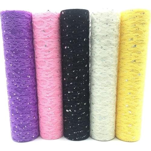 Tulle Roll Spool Lace 12"x10yards DIY Sequins Fabric for Wedding Party Table Runner Chair Sash Vintage Style Floral Venue Decor