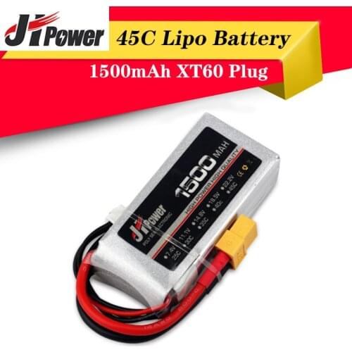 High Quality JHPower Original Rechargeable Battery 11.1V 1500mAh Lipo Battery with XT60 Plug 3S 45C for RC Boat RC Model Car