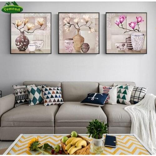 Yumeart Striped Abstract Magnolia Vase Contemporary Wall Art Picture Poster Prints Bedroom Living Room Decoration Artwork