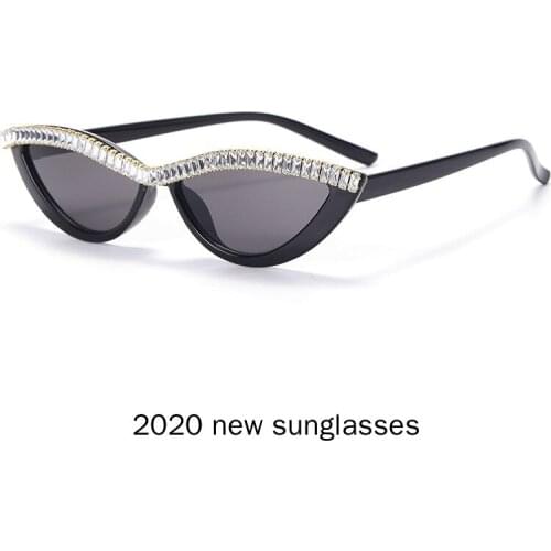Luxury Crystal Diamond Rimless Cat Sunglasses Women 2020 New Oversize Clear Gradient Sun Glasses Fashion Shades For Female NX