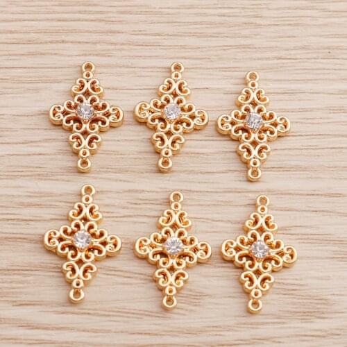 15pcs 12*19mm Alloy Crystal Rhombus Charms for Earrings Bracelets DIY Handmade Pendants Necklace Jewelry Making Accessories