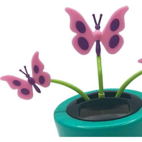 2 Pieces Solar Powered Dancing & Butterfly Plants Kids Children Toys Xmas Gifts Car Dashboard Decor