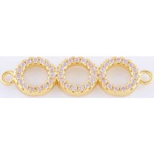 5 pieces Zircon Three Circles Charms For Jewelry Making Vintage Copper Micro Pave Initial Charms Jewelry Accessories