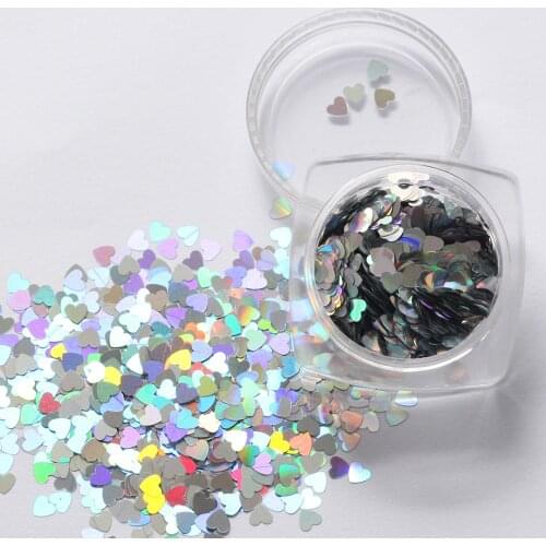 7g Mixed Heart Thin Nail Art Glitter Sequins Laser changing mixed Sparkly Flakes Slices Paillette Nail TipGel Polish Decoration