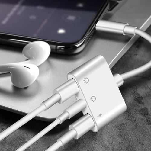 For Lightning to 3.5MM Hearphone Jack Adapter With Charger 3 In 1 Earphone Dual Audio Adapter For Iphone Ipad 3.5MM Audio Cable