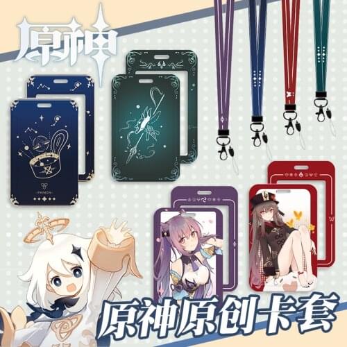 Anime Game Genshin Impact Xiao Hu Tao Keqing Paimon Cartoon ID Bus Bank Card Holder Keychain Card Case Box Pendant Toy Student