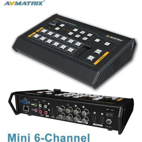 Avmatrix VS0601 Mini 6 Channel Switcher SDI/HDMI Multi-format Video with T-Bar Live Streaming Video Switcher for DSLR Camera